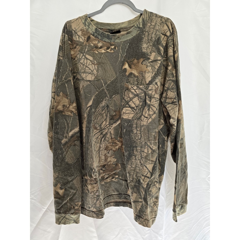 Liberty Mens‎ Camouflage Long Sleeve Pocket T Shirt RealTree Hardwoods XXL